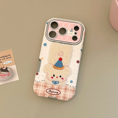 【ふわもこアニマル】立体刺繍 × ポップイラスト ワンチャン ネコちゃん スマホケース｜iPhone対応 #240830