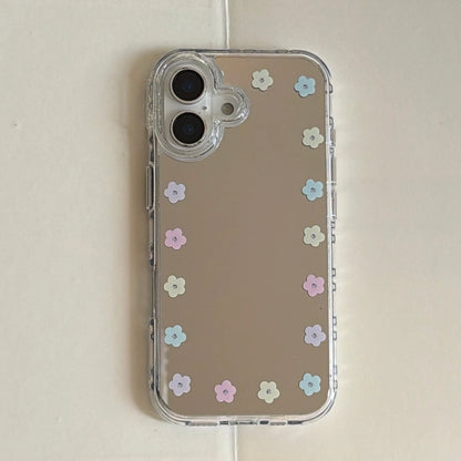 カラフルフラワー＆ビーズストラップ グリップ付き iPhoneケース｜ミラーデザイン・韓国風 #231208