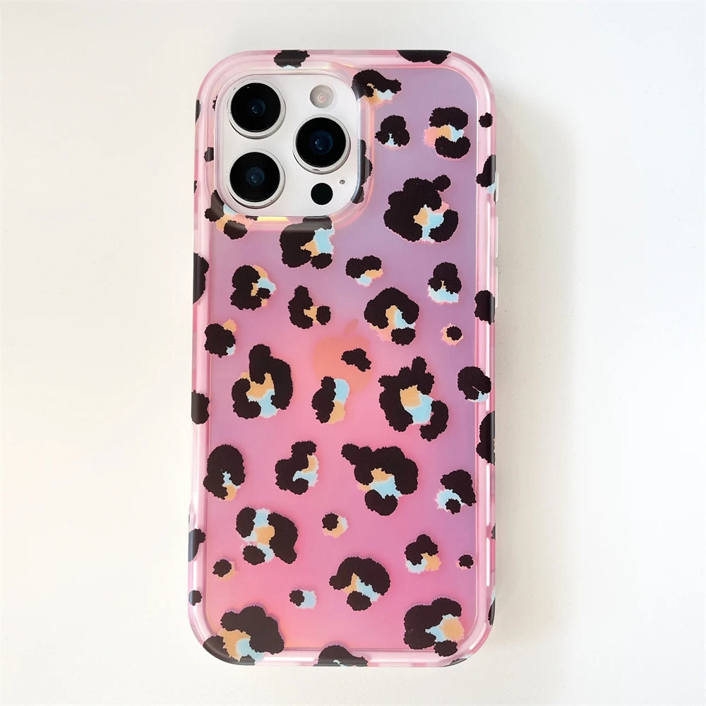 レオパードグラデーション iPhoneケース｜ヒョウ柄 オーロラカラー・トレンドデザイン #240317