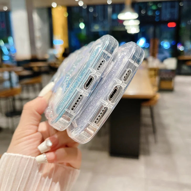 グリッター バタフライ クリア iPhoneケース｜ラメ入り・ソフトTPU #240227