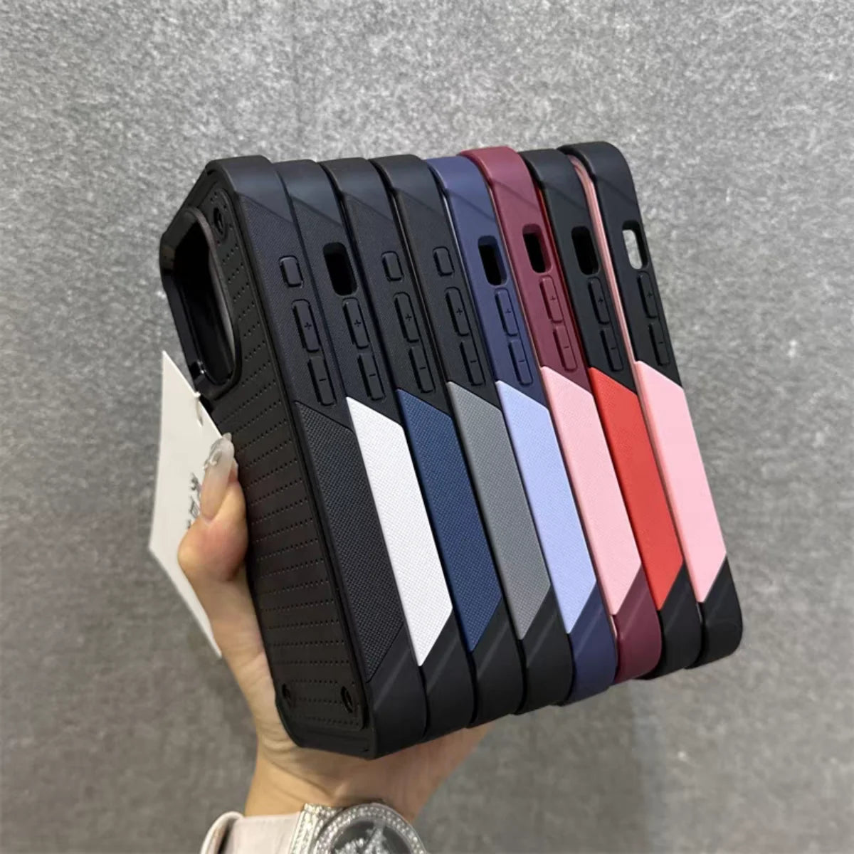 グリップデザイン 耐衝撃 iPhoneケース｜滑り止めバックパネル #240107