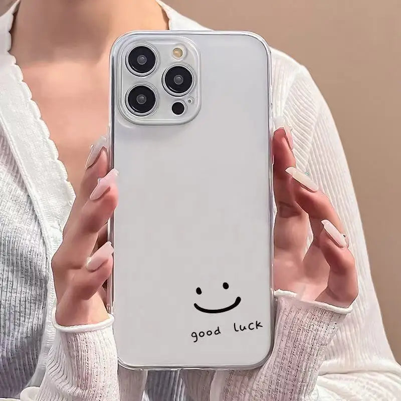 【ニコちゃんシリーズ】goodluck シンプルメッセージ ニコちゃん クリア iPhoneケース #260303