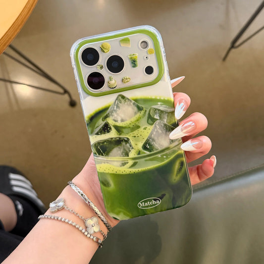 抹茶ラテデザイン ドリンクモチーフ iPhoneケース｜カフェ風・ユニーク #260078