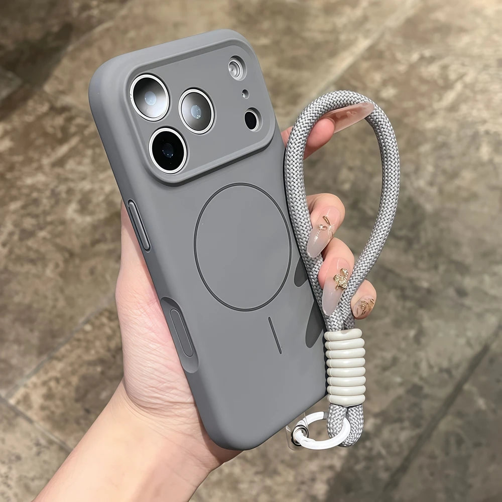 【Magnet内蔵】パステルカラー シンプル ロープストラップ付き マット スマホケース｜iPhone対応 #240708