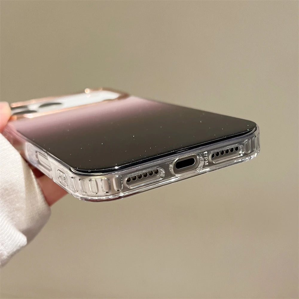 【グラデーションシリーズ】ラメ入りクリアフレーム スマホケース｜iPhone対応 #251127
