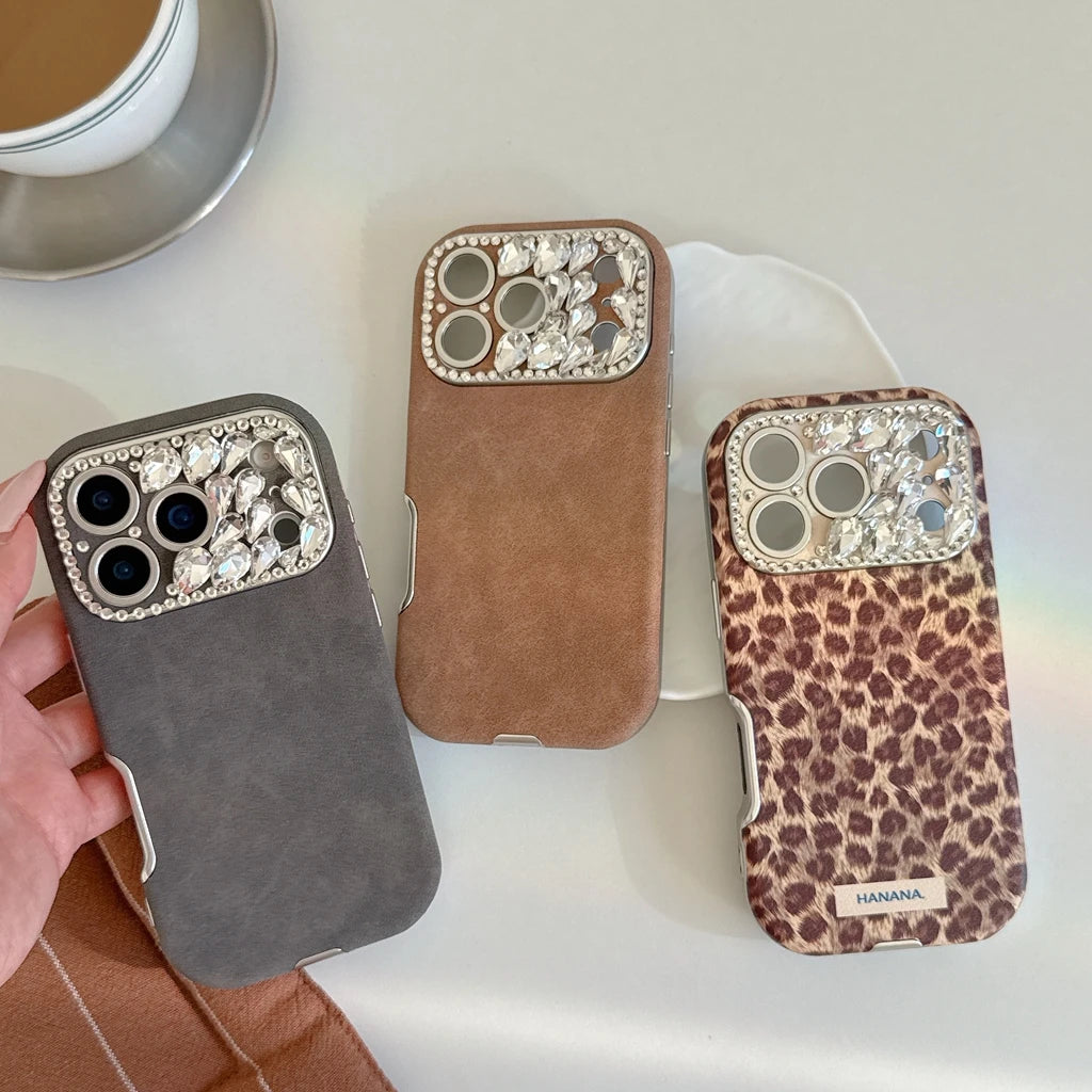 【ジュエルカメラ】レオパード スエードタッチ 大人レディスマホケース｜iPhone対応 #241024