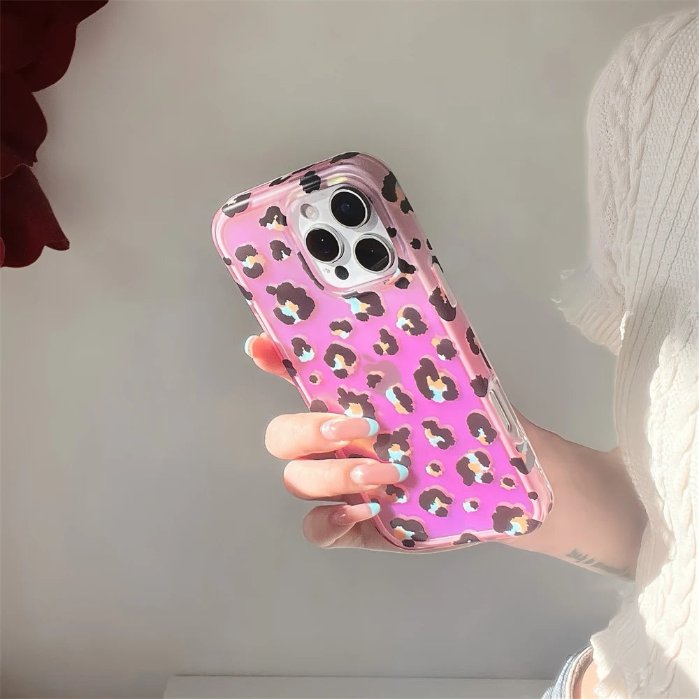 レオパードグラデーション iPhoneケース｜ヒョウ柄 オーロラカラー・トレンドデザイン #240317