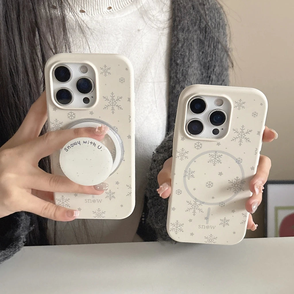【Magnet内蔵】スノーフレーク ホワイトウィンター スマホケース｜iPhone対応 #241023