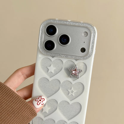 ハートグリッター iPhoneケース｜スタービジューアクセント #240312