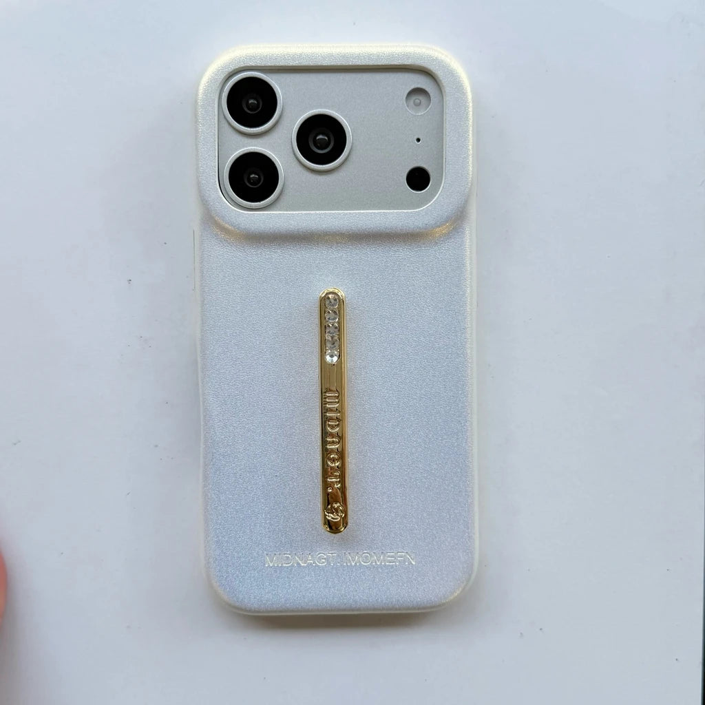 ビジューライン スリムグリップ iPhoneケース｜レザー調・高級感デザイン #231225