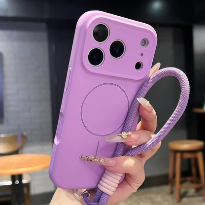 【Magnet内蔵】パステルカラー シンプル ロープストラップ付き マット スマホケース｜iPhone対応 #240708