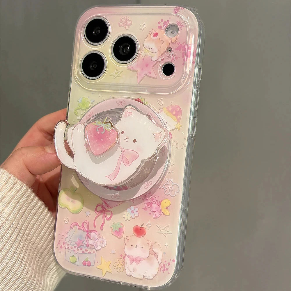 キャットグラデーションマグネット内蔵 iPhoneケース (ケースのみ ・ グリップのみ ・ ケース+グリップ) トレンド・スイート　#261209