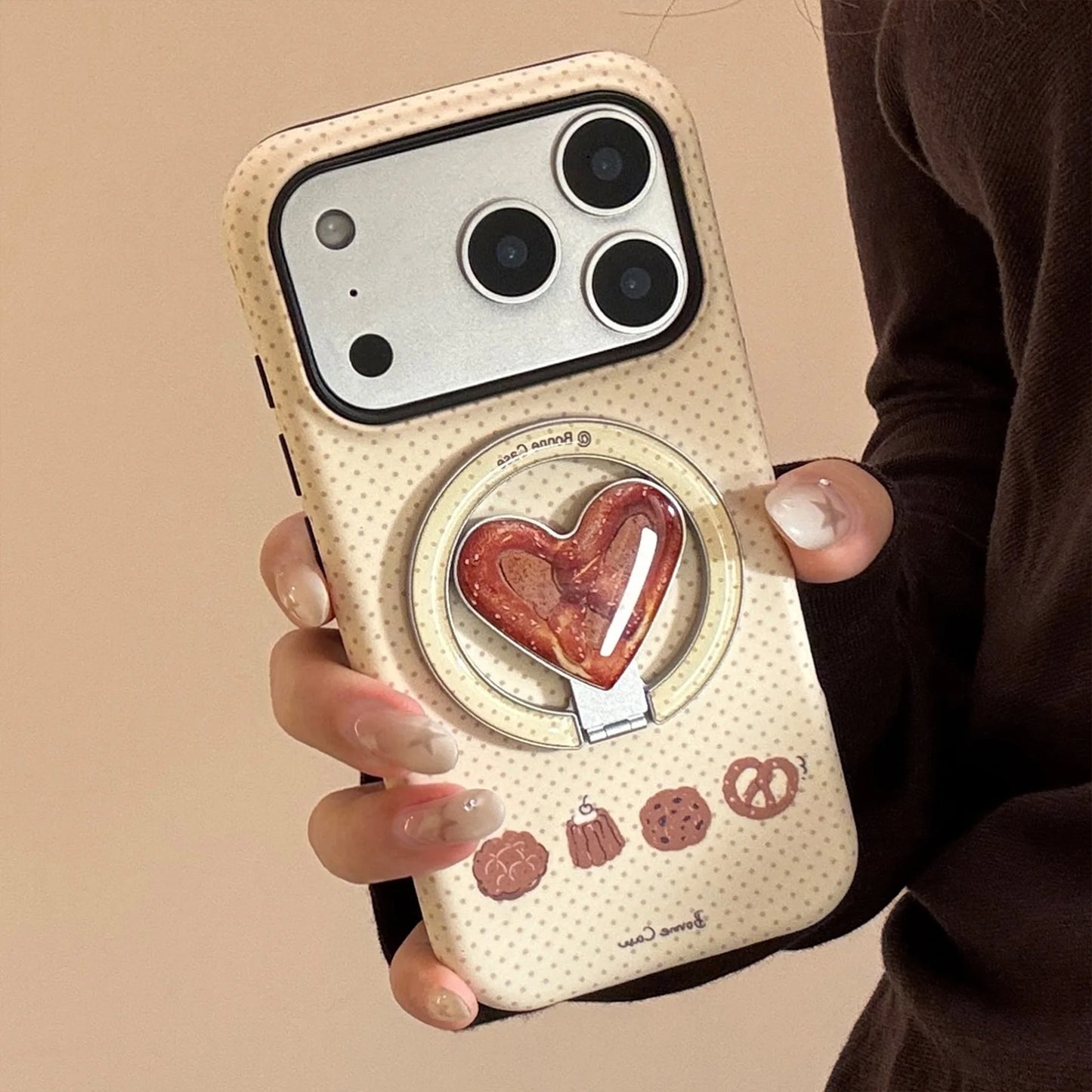 【ハートスタンド】アフタヌーン クッキー スイーツモチーフ × ハートスタンド スマホケース｜iPhone対応 #241225