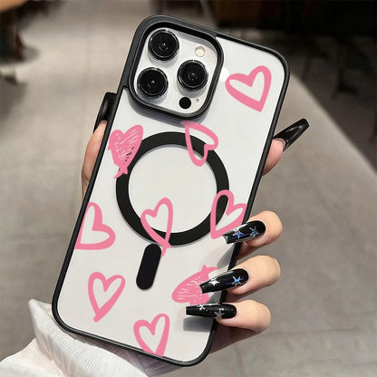 ハートドローイング クリア iPhoneケース｜Magnet内蔵 ソフトTPU #240222