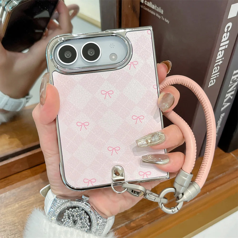 iPhone Duo リボングリップ ストラップ付き Magnet内蔵 iPhoneケース 淡色｜ピンク・ガーリー #261247