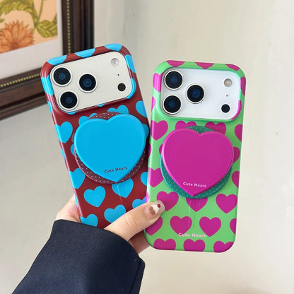 ポップ バイカラーハート グリップ付き iPhoneケース #260531
