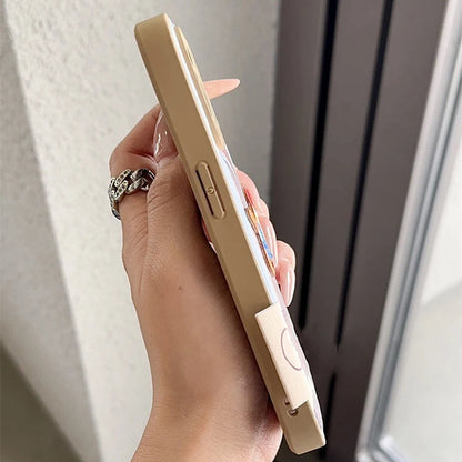 【チェックダックス】刺繍わんこ × レトロチェック エンボス スマホケース｜iPhone対応 #250210