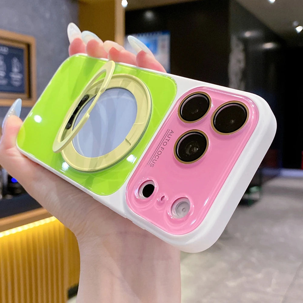 バイカラー リングスタンド付き Magnet内蔵 iPhoneケース｜韓国っぽ・ビビッドカラー #261248