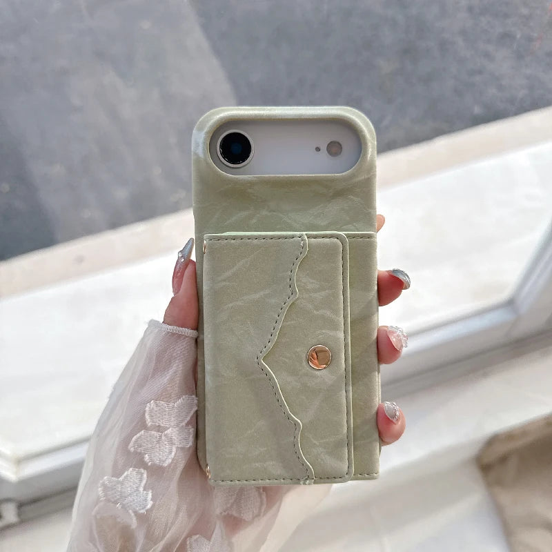 ベルベット調 ウォレット カード収納＆ミラー付き iPhoneケース｜淡色・上品ニュアンス #260013