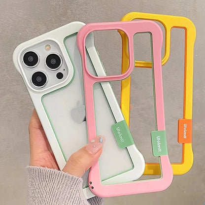 【カラフルバイカラー】クリアフレームスマホケース｜iPhone対応 #250805