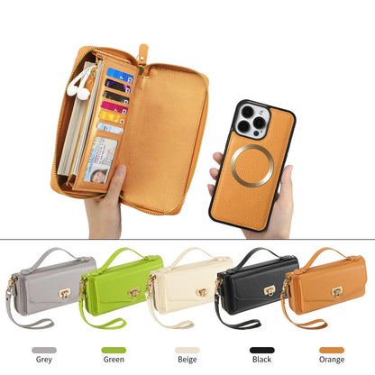 【ウォレットスタイル】財布一体型 分離式レザー調 ブックスタイル 手帳型 iPhoneケース｜ラウンドファスナー・ショルダー対応 #240204