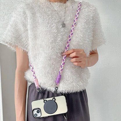 【スマホショルダー】マグネット着脱式 編み込みロープ｜斜め掛け・手ぶら・カラフル・落下防止 #261116