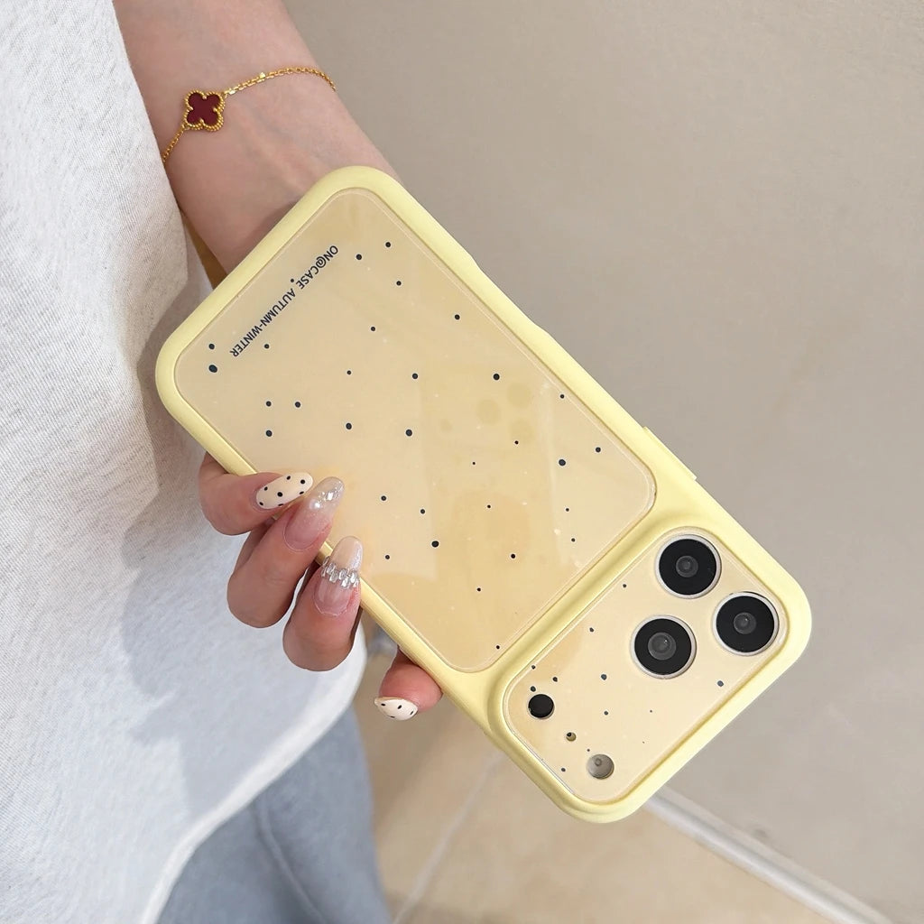 ドット柄 ハートチャームストラップ付き iPhoneケース｜淡色パステル #260049