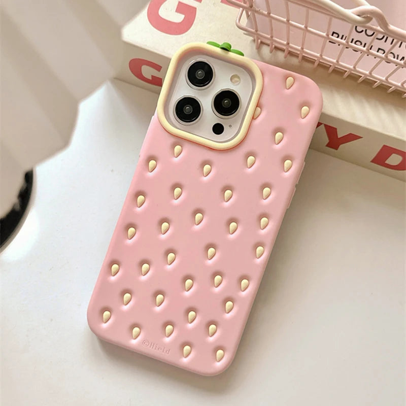 【フルーツシリーズ】いちごデザイン 立体シリコン スマホケース｜iPhone対応 #250917