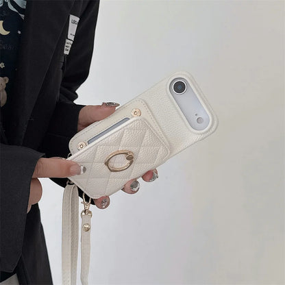 【キルティングシリーズ】カード収納付き ショルダー付き キルティング調 スマホケース｜iPhone対応 #251117