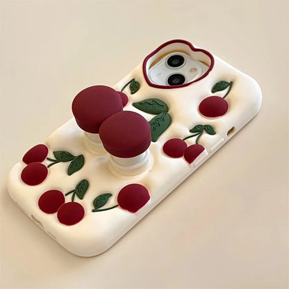 【フルーツシリーズ】立体さくらんぼデザイン Cherry かわいい3Dスマホケース｜iPhone対応 #250928