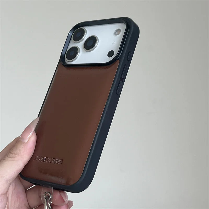 【メタリックストラップレザー】高見えレザー風デザイン ストラップ付き スマホケース｜iPhone対応 #250110