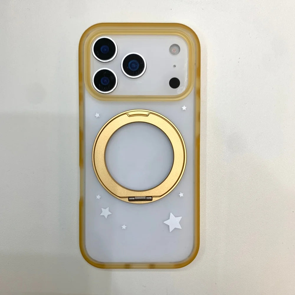ホワイトスター リングスタンド Magnet内蔵 マットクリア iPhoneケース #230722