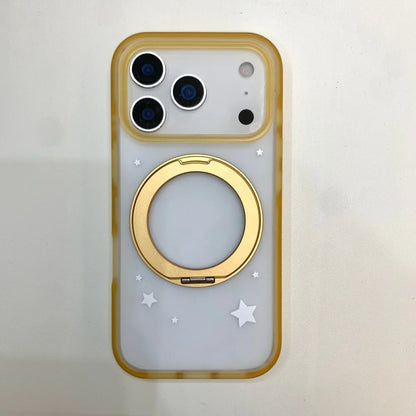 ホワイトスター リングスタンド Magnet内蔵 マットクリア iPhoneケース #230722