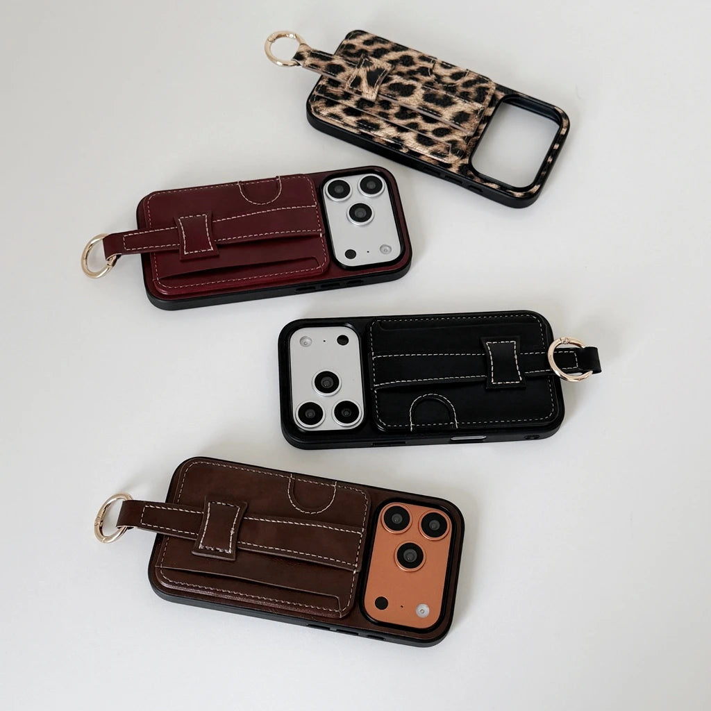 【クラシックハンドトラップ】レザーポケット × キーリング スマホケース｜iPhone対応 #240815