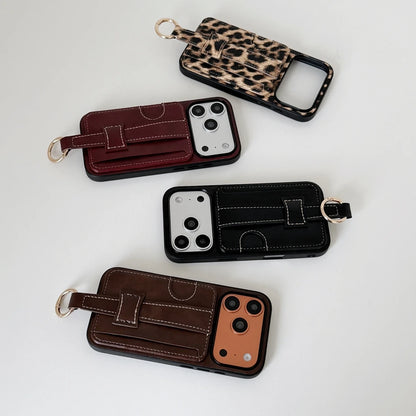 【クラシックハンドトラップ】レザーポケット × キーリング スマホケース｜iPhone対応 #240815
