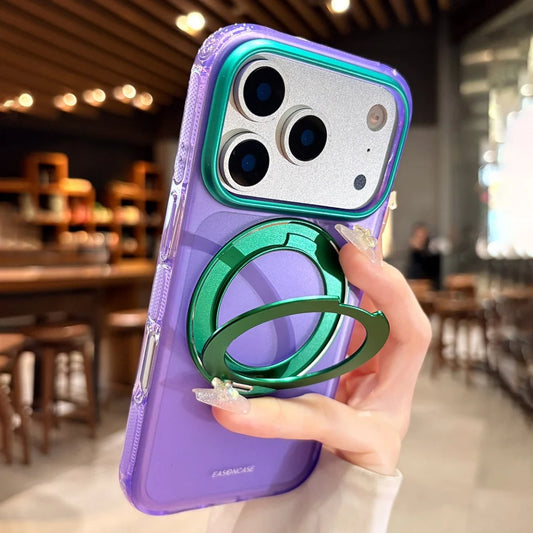 ネオン パステル バイカラー iPhoneケース｜360度回転 リングスタンド付き・ポップカラー #230912