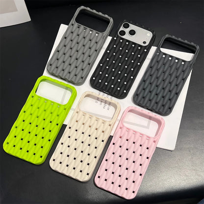立体編み込みテクスチャー マットカラー iPhoneケース｜スポーティ #260041