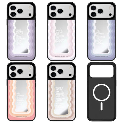 【ミラーシリーズ】鏡面仕上げ 英字メッセージ入り おしゃれ耐衝撃 スマホケース｜iPhone対応 #251224