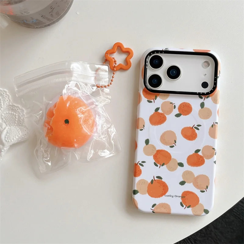 【みかん ポップソケット】フルーツ柄 ポップ オレンジ デザイン スマホケース｜iPhone対応 #250303