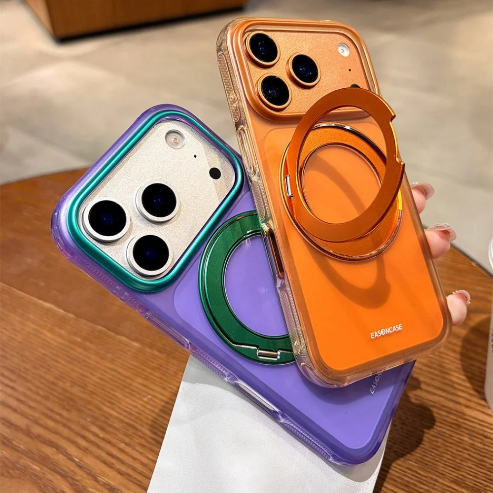 ネオン パステル バイカラー iPhoneケース｜360度回転 リングスタンド付き・ポップカラー #230912