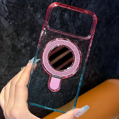 バイカラー クリアグラデーション Magnet内蔵 iPhoneケース｜ミラー リンググリップ #230727
