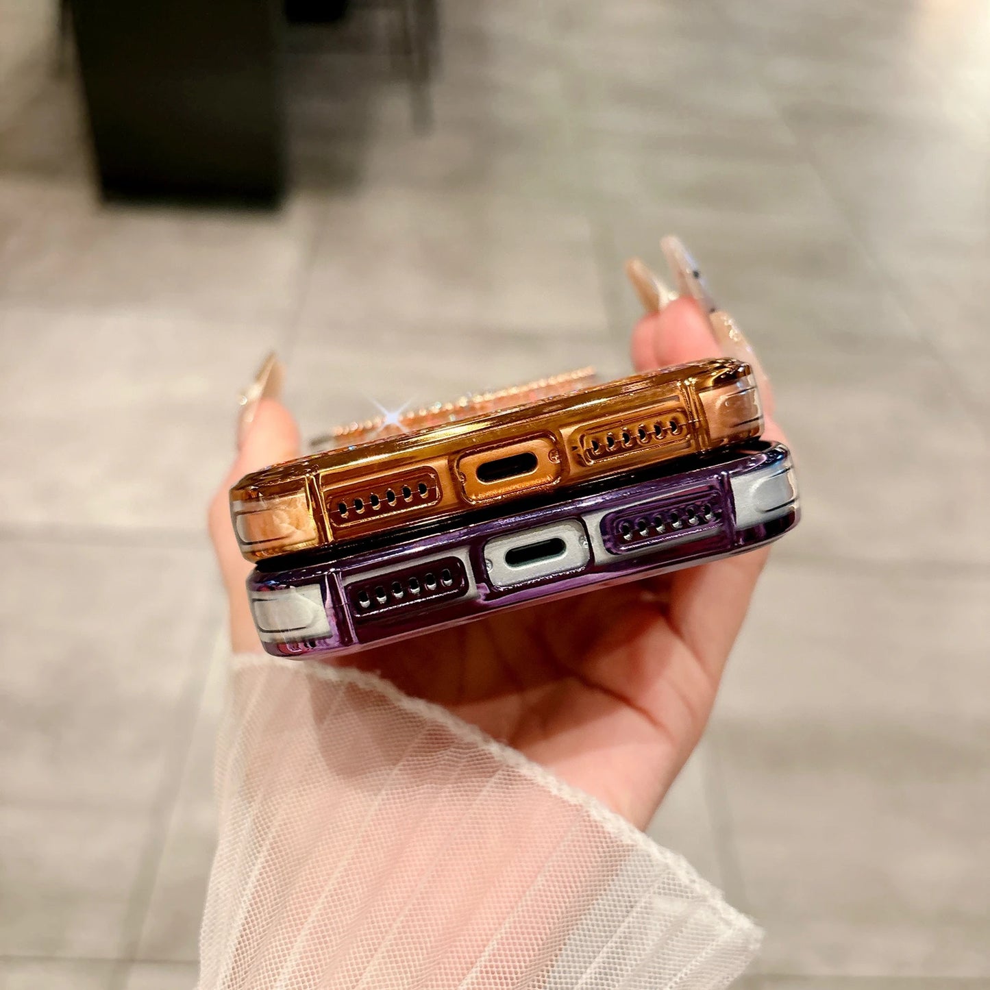 【グリッターハートミラー】ラメグラデ×ハートミラー スマホケース｜iPhone対応 #250124