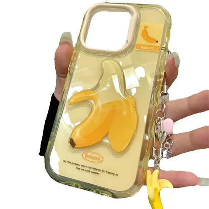 【フルーツシリーズ】バナナ＆スイカ ポップデザイン スマホケース｜iPhone対応 #251003