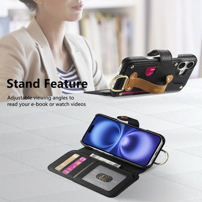 【ブックスタイル】キーリング付き レザー調 財布一体型 手帳型 iPhoneケース｜ファスナー収納・多色展開 #240128