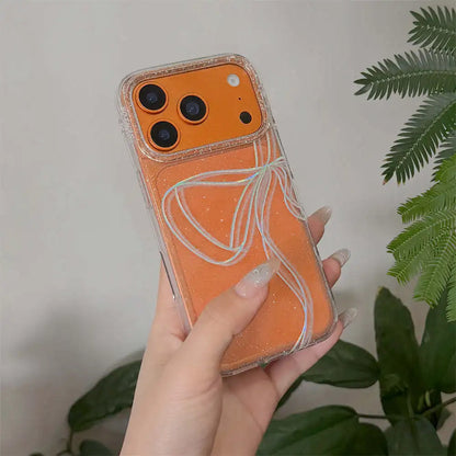 【クリアラメグリッター】リボンモチーフ クリアスマホケース｜iPhone対応 #240625