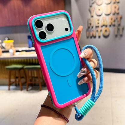【ハンドストラップ付き】バイカラー マグネット内蔵 iPhoneケース（全5色） カジュアル・スポーティー PCA #261181