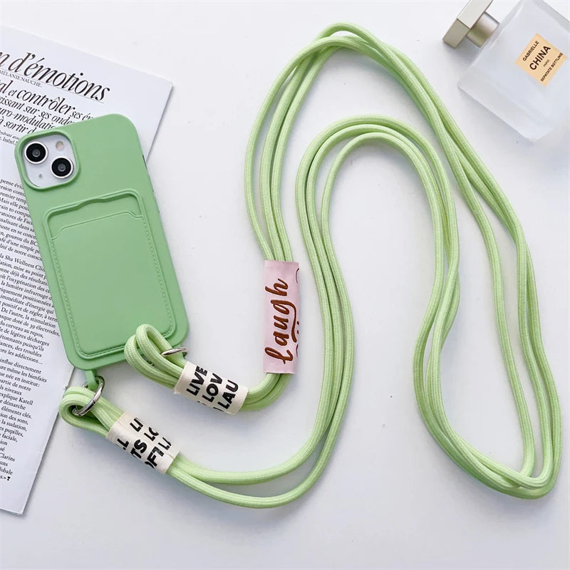 ショルダーストラップ付き カード収納ポケット シリコン iPhoneケース｜#260129