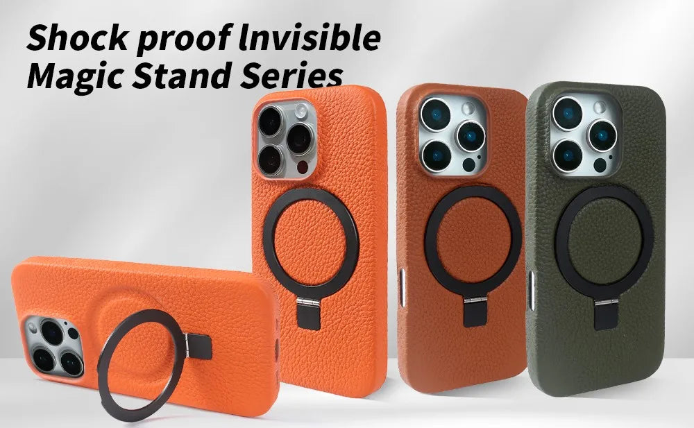 【本革シリーズ】折りたたみ スタンドリング付き レザースマホケース｜iPhone対応 #241013