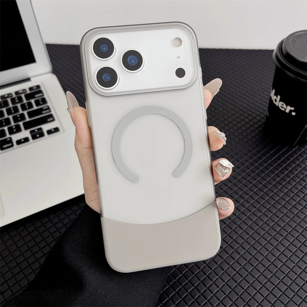 バイカラー Magnet内蔵 シンプル配色デザイン iPhoneケース｜くすみカラー・ミニマル #231111
