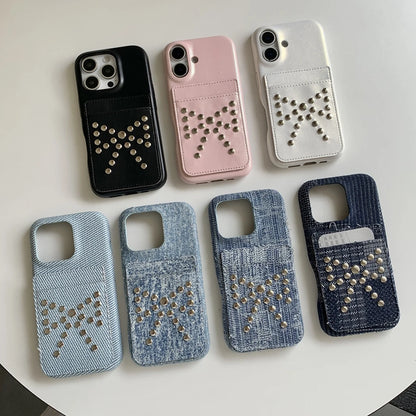 【ビジュースタッズリボン】ポケット付きクールデザインケース｜iPhone対応 #250717